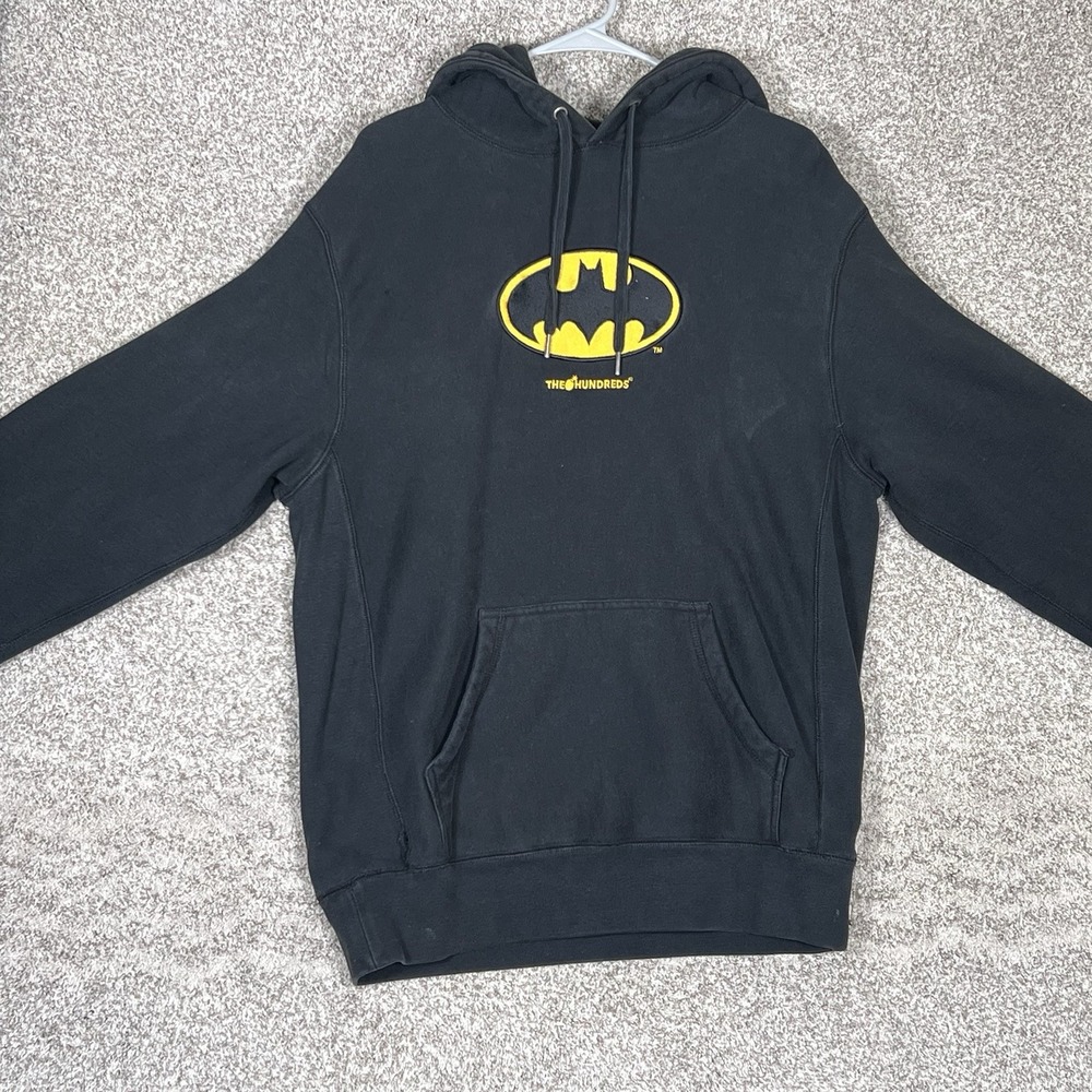The Hundreds Batman Hoodie Menz Medium Black DC Comics Drawstring Embroidered